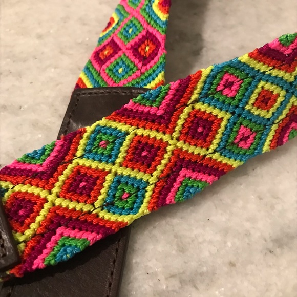 Chiapas Woven Belt Eclectic Array Womens Small Cotton Candy Boho Multi Color - Picture 5 of 8